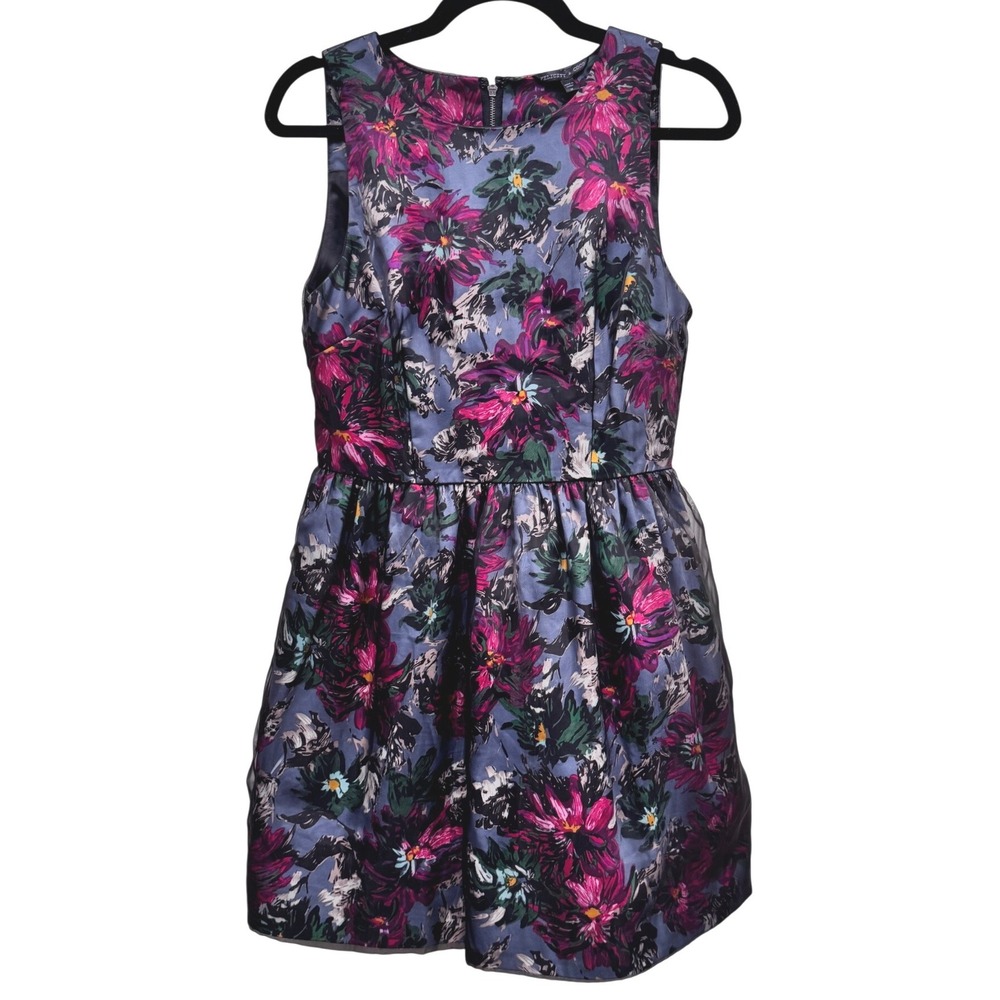 Felicity & Coco Floral Fit & Flare Dress‎ Blue Pink Size M Sleeveless Cocktail